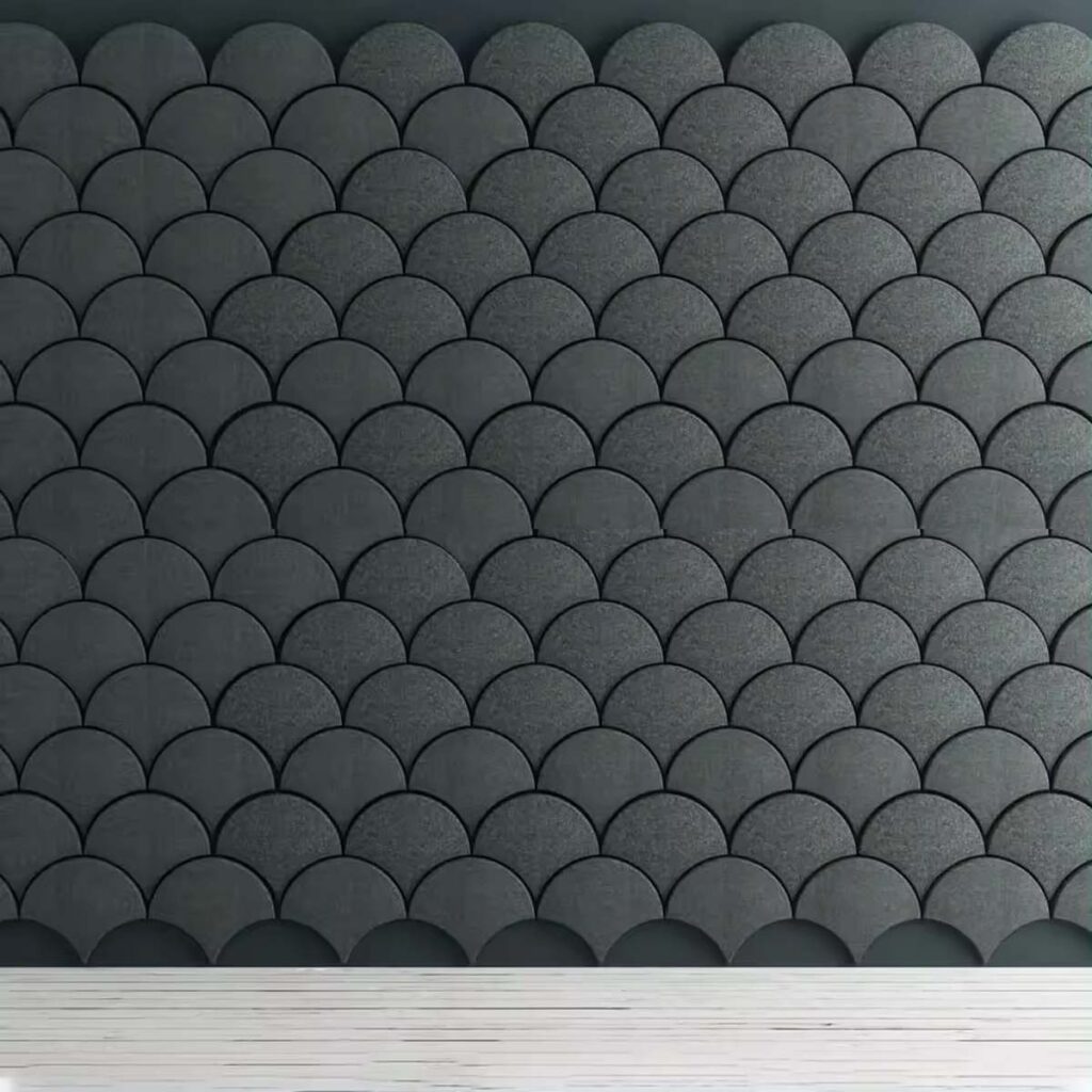 Bilnora Extra Dense Felt panneaux d'isolation acoustique semi-circulaires en couleurs plus foncées sur le mur