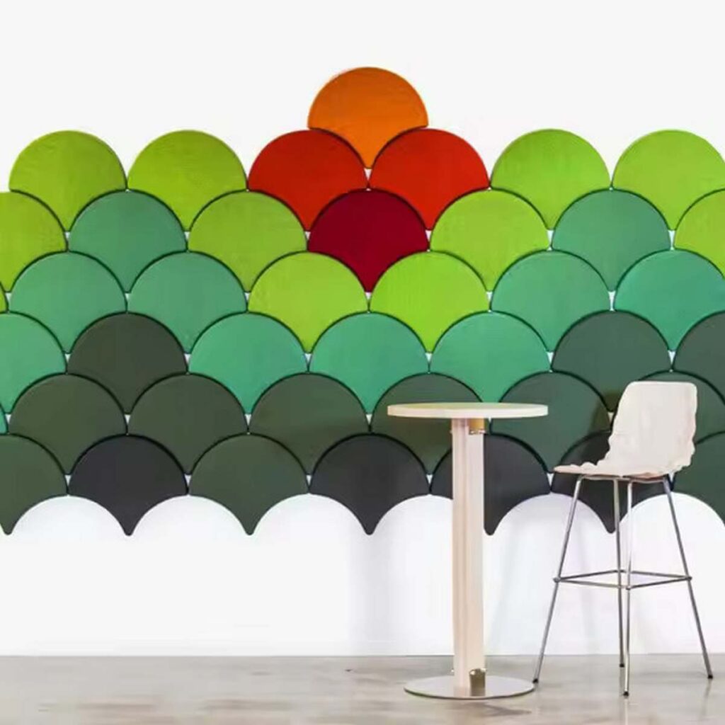 Bilnora Extra Dense Feutre semi-circulaires panneaux d'isolation acoustique en différentes couleurs sur le mur