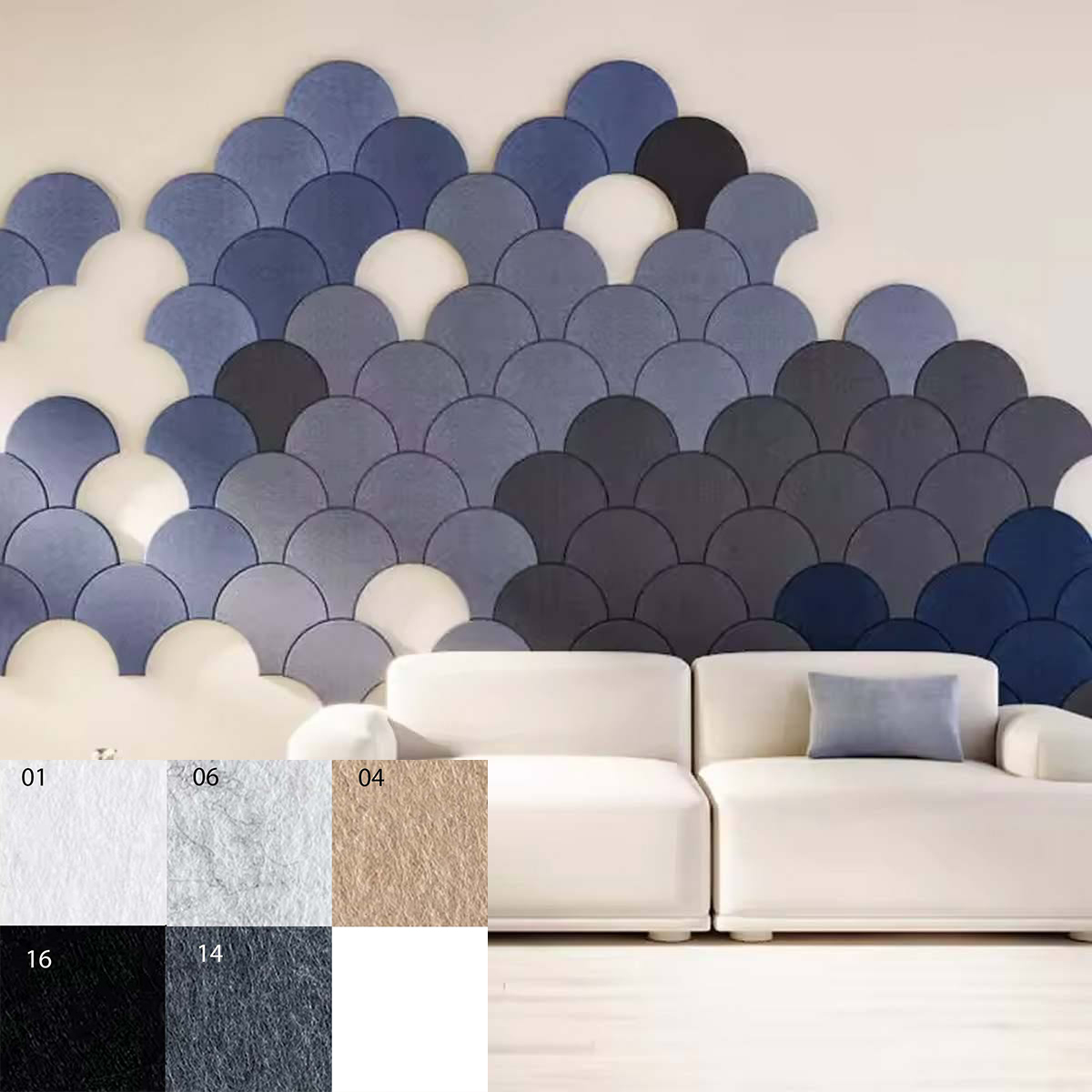 Bilnora Semi-circulaire tableau accoustique en feutre extra dense 30x30x0,9cm