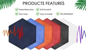 Bilnora hexagonale panneaux insonorisant en feutre extra dense 50x50x0,9cm