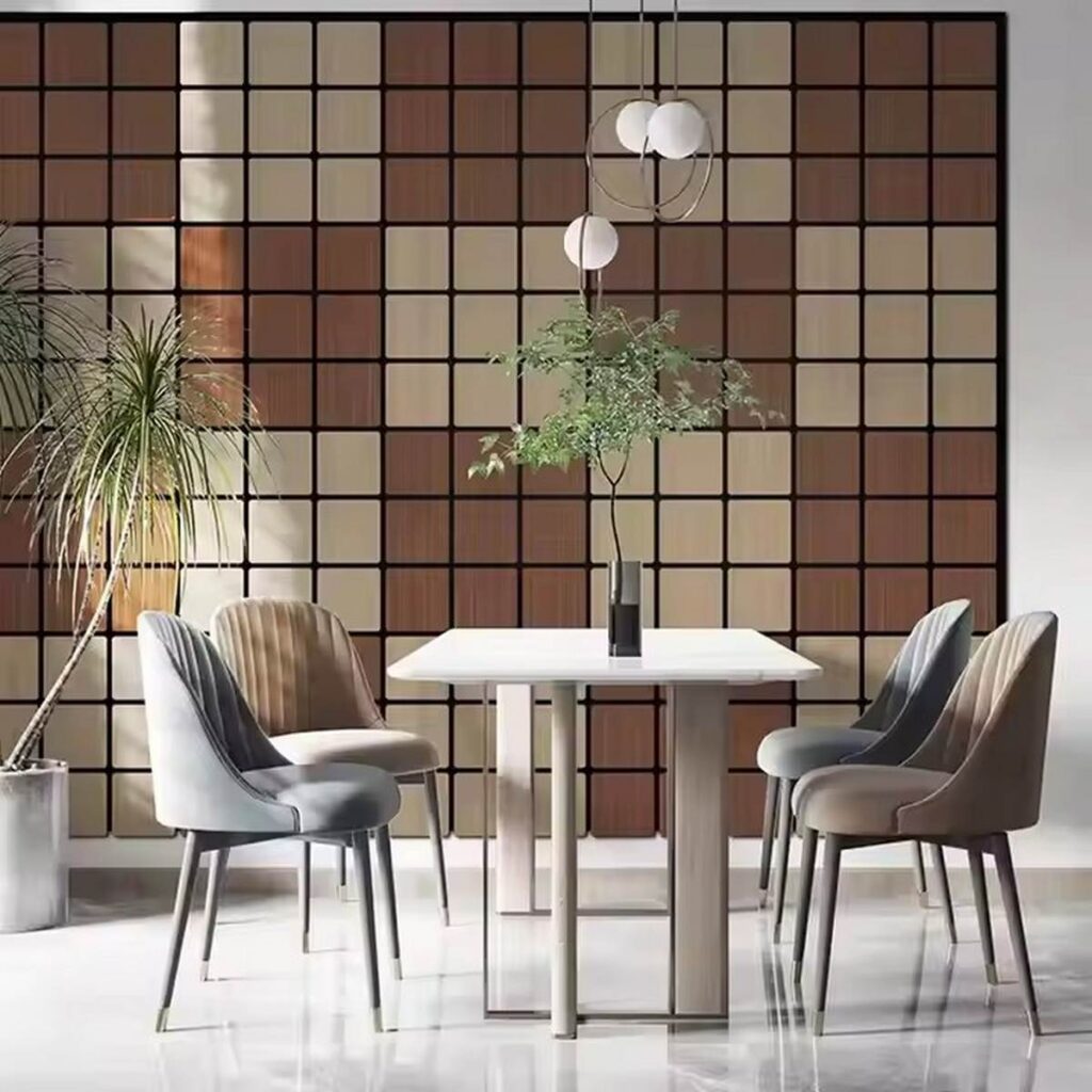 Freja panneau mural acoustique en bois à motif damier - 60x60cm -White oak (3)