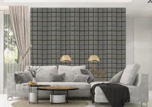 Freja panneau mural acoustique en bois à motif damier - 60x60cm - grey oak