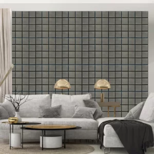Freja panneau mural acoustique en bois à motif damier - 60x60cm - grey oak