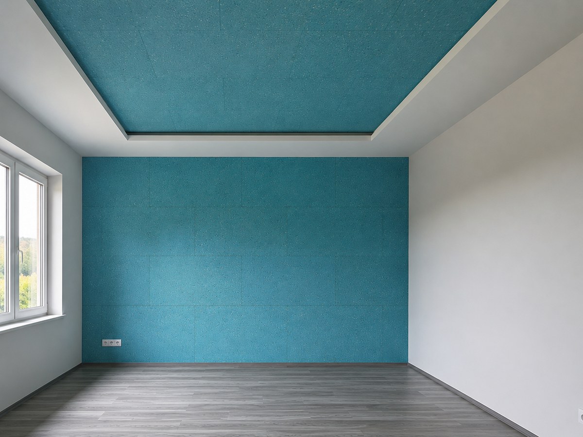 Isolation phonique pour plafond 100 × 50 × 2–4 cm installée sous une dalle afin de réduire la transmission des bruits vers la pièce inférieure - Cette image est une illustration - Cette image est une illustration.