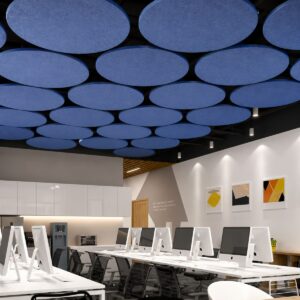 Le diamètre de 80 cm permet de positionner facilement Bilnora entre les luminaires et les équipements du plafond Le diamètre de 80 cm permet de positionner facilement Bilnora entre les luminaires et les équipements du plafond