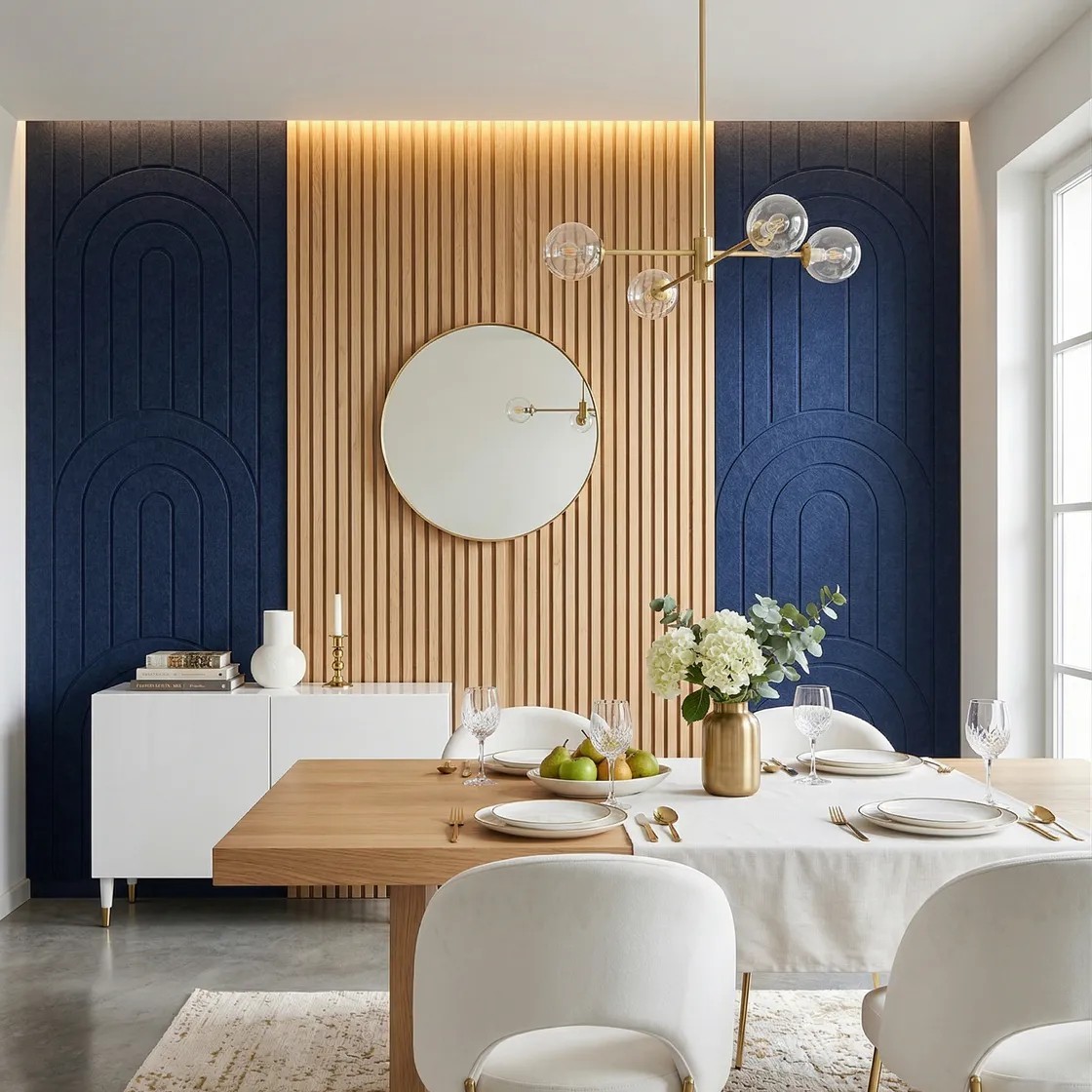 Mur décoratif en panneaux FREJA 240 × 60 cm avec lattes en bois naturel