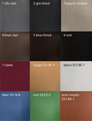 Palette de couleurs du simili-cuir