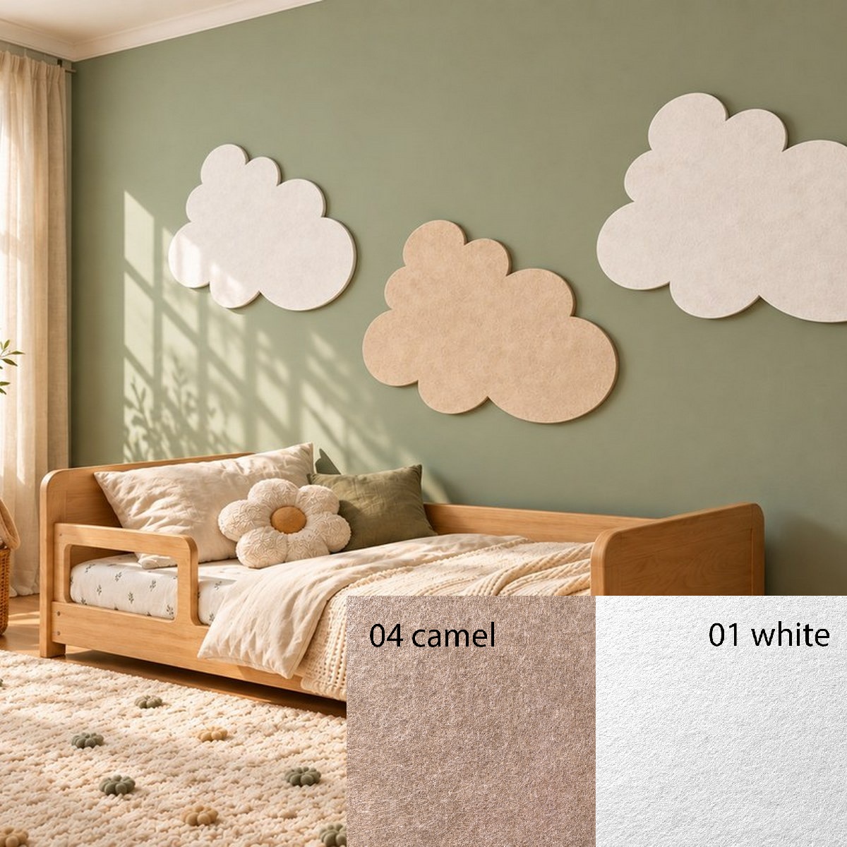 Panneau mural Bilnora en forme de nuage dans une pièce paisible - Cette image est une illustration
