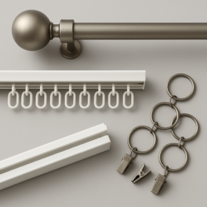 Tringles, barres et rails pour rideaux acoustiques