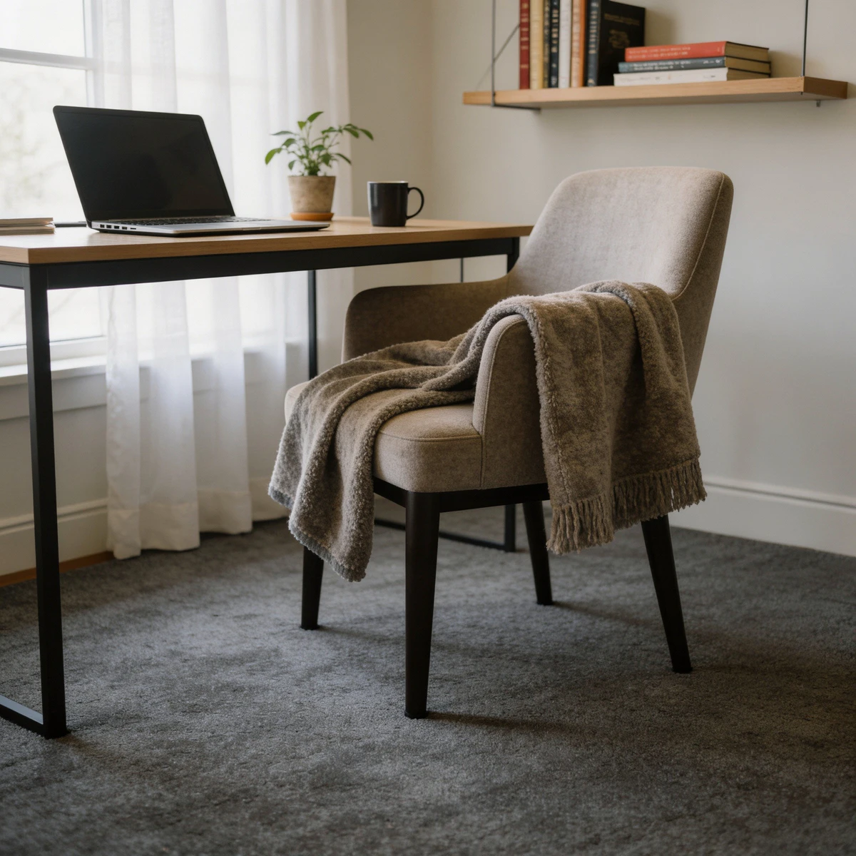 Tapis anti bruit Aurora en anthracite, bureau à domicile