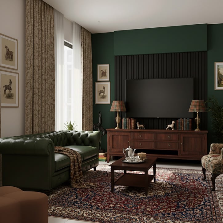 Panneaux acoustiques derrière la télévision en bois noir