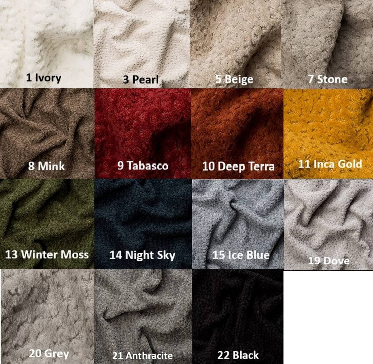 Couleurs disponibles du tissu Jaguar pour rideaux