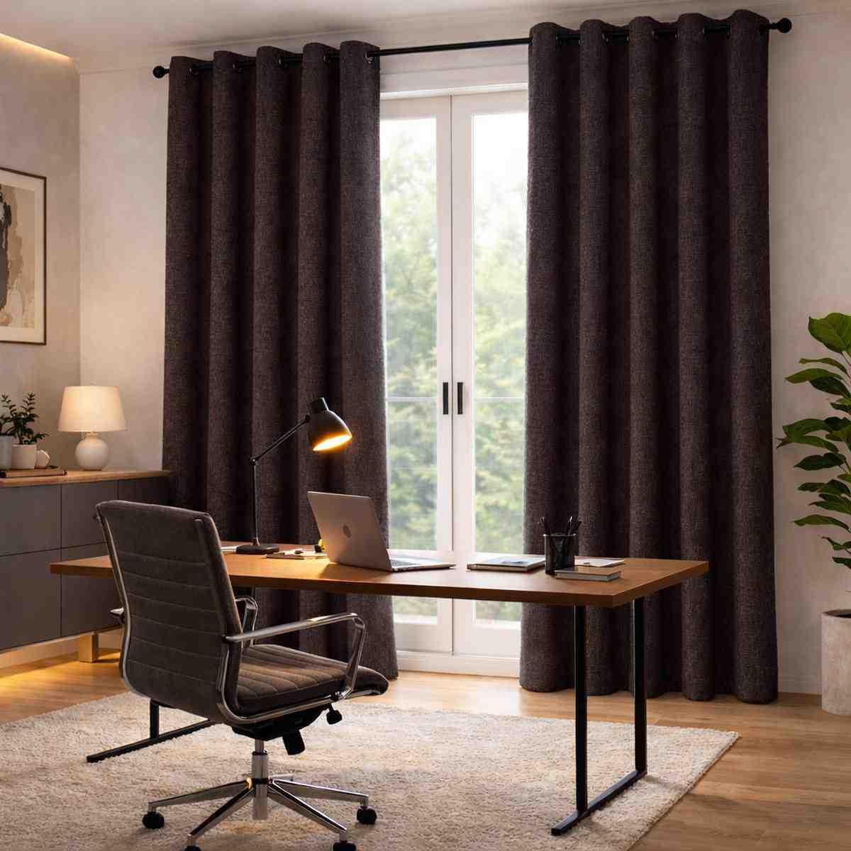 Rideaux phoniques dans un bureau moderne - illustration