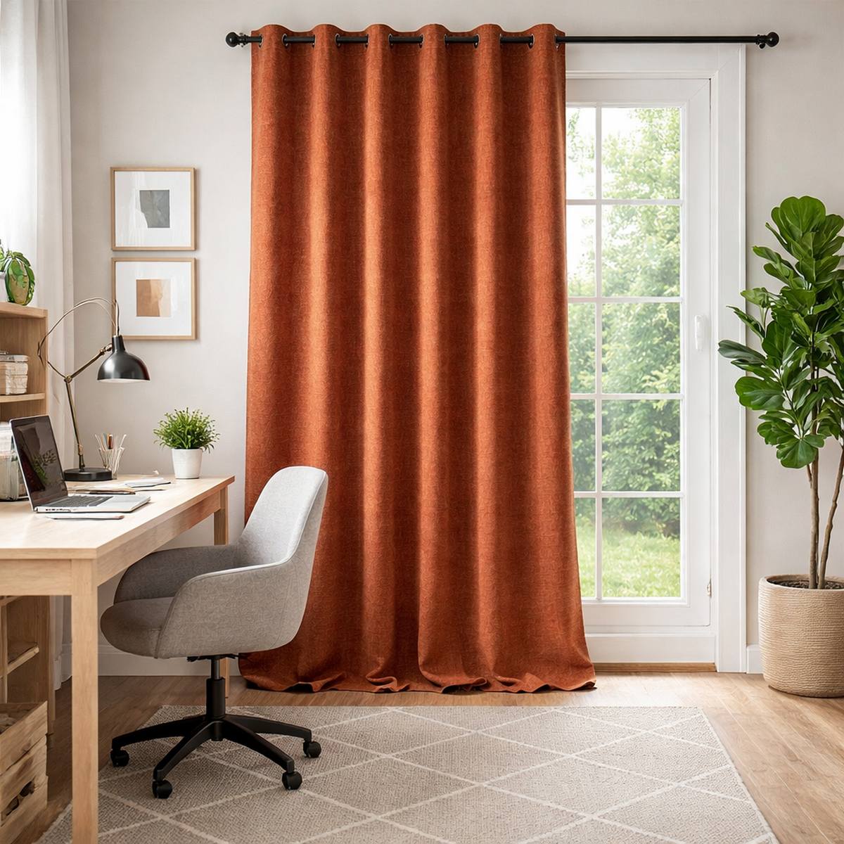 Rideau de porte Softy orange pour isolation phonique dans bureau illustration