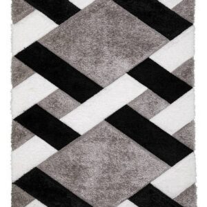 tapis-insonorisant-professional-calm-quadrille-vue-complete Vue complète du tapis acoustique Professional Calm Quadrille présentant son motif géométrique en noir, gris et blanc ainsi que sa finition à poils longs et son relief élégant.