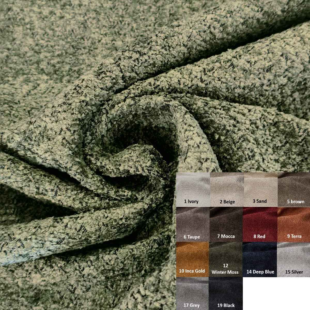 Tissu acoustique Anthology Moss avec nuancier