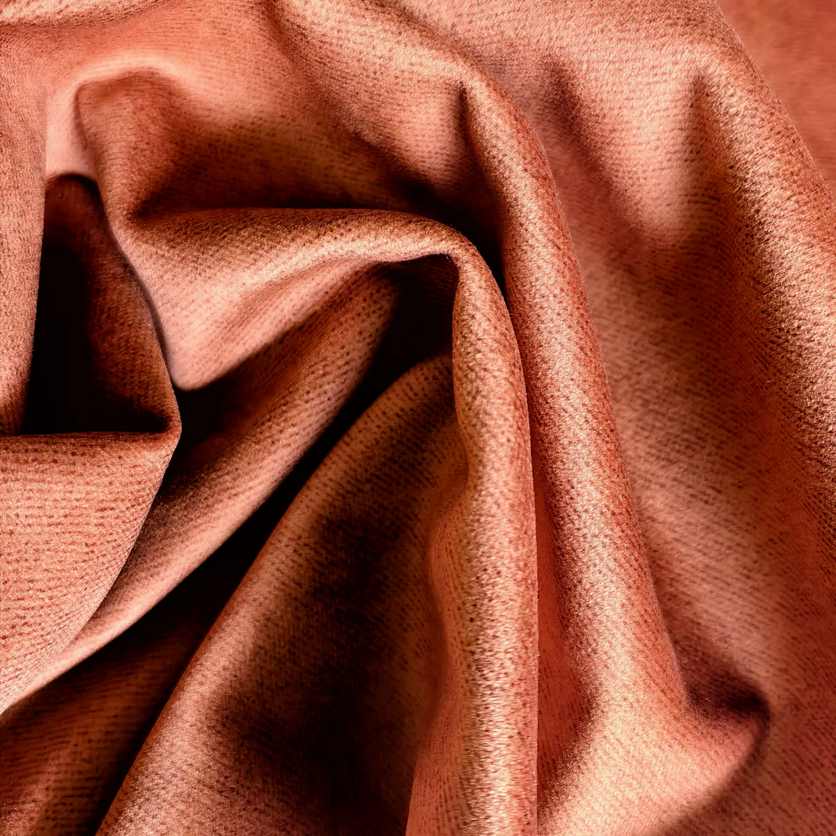 Tissu acoustique Forio terracotta en gros plan avec texture douce