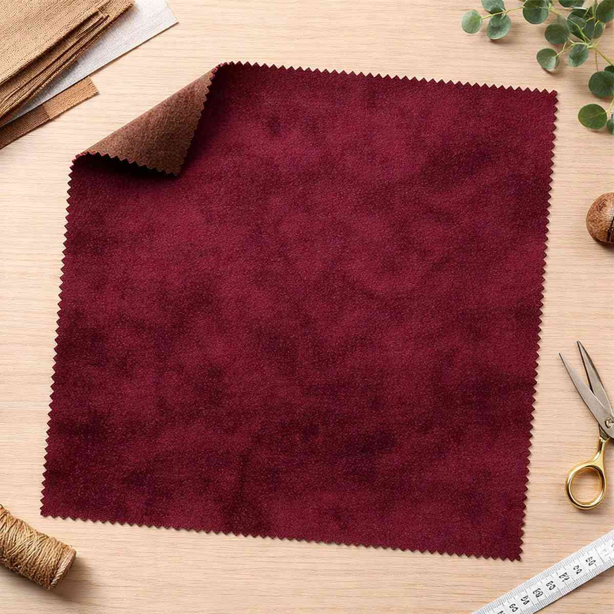 Échantillon de tissu isolant thermique Ditto Velvet rouge. Illustration.