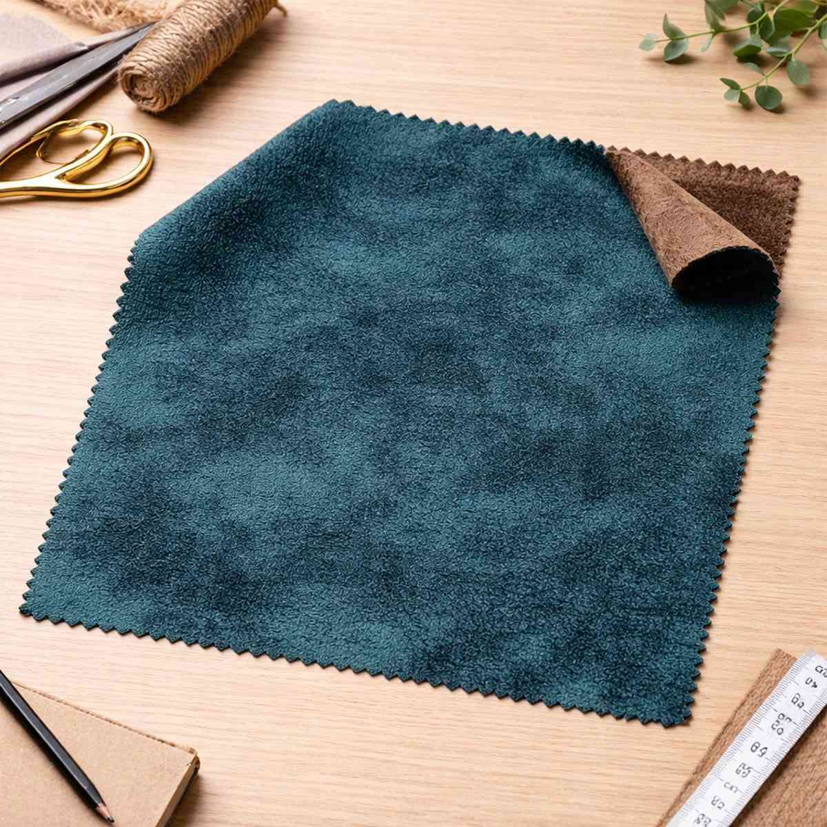 Échantillon de tissu isolant thermique en velours Ditto Velvet sur table de travail